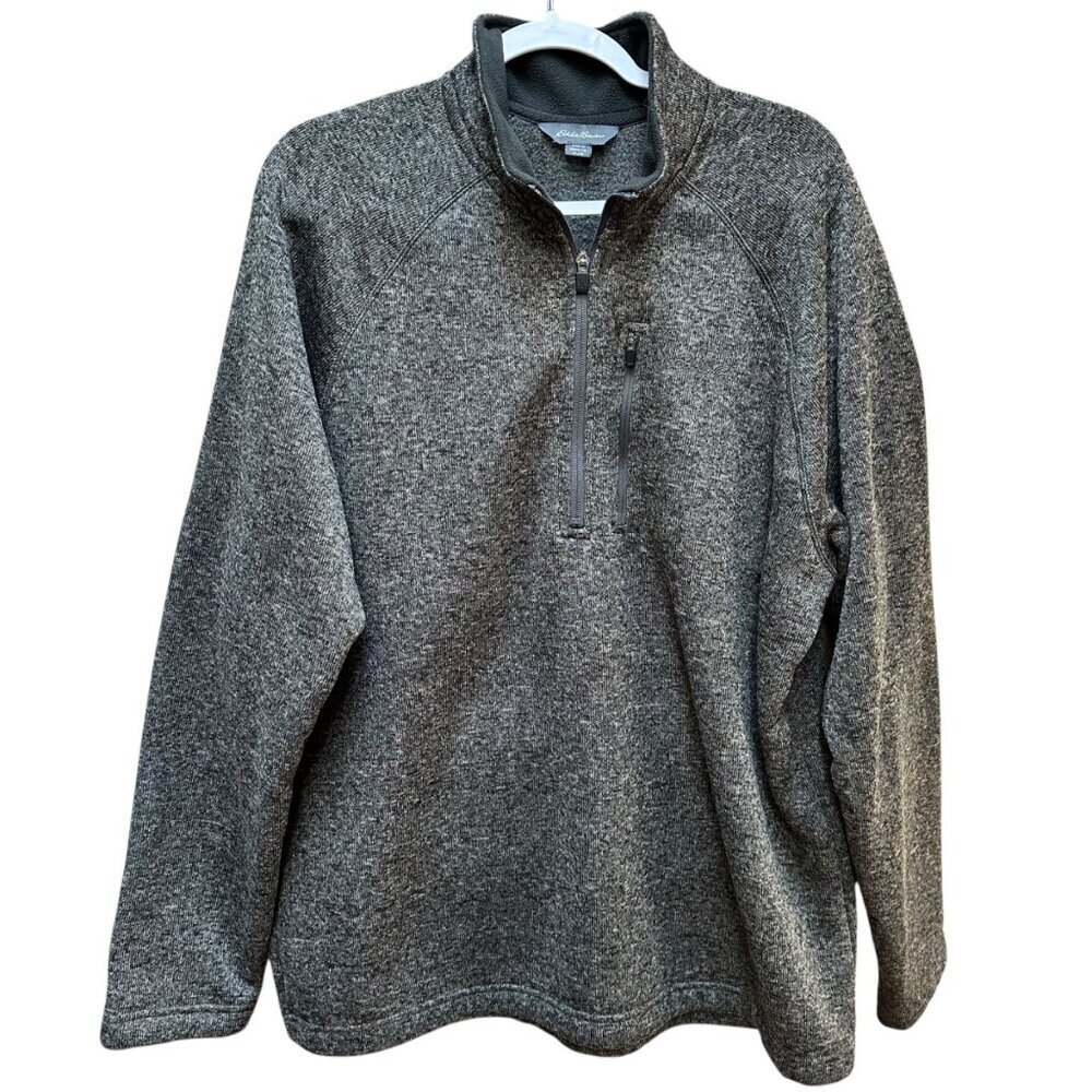 Eddie‎ Bauer 1/4 Zip Gray Fleece Pullover With Chest Pocket Gorpcore Mens XL